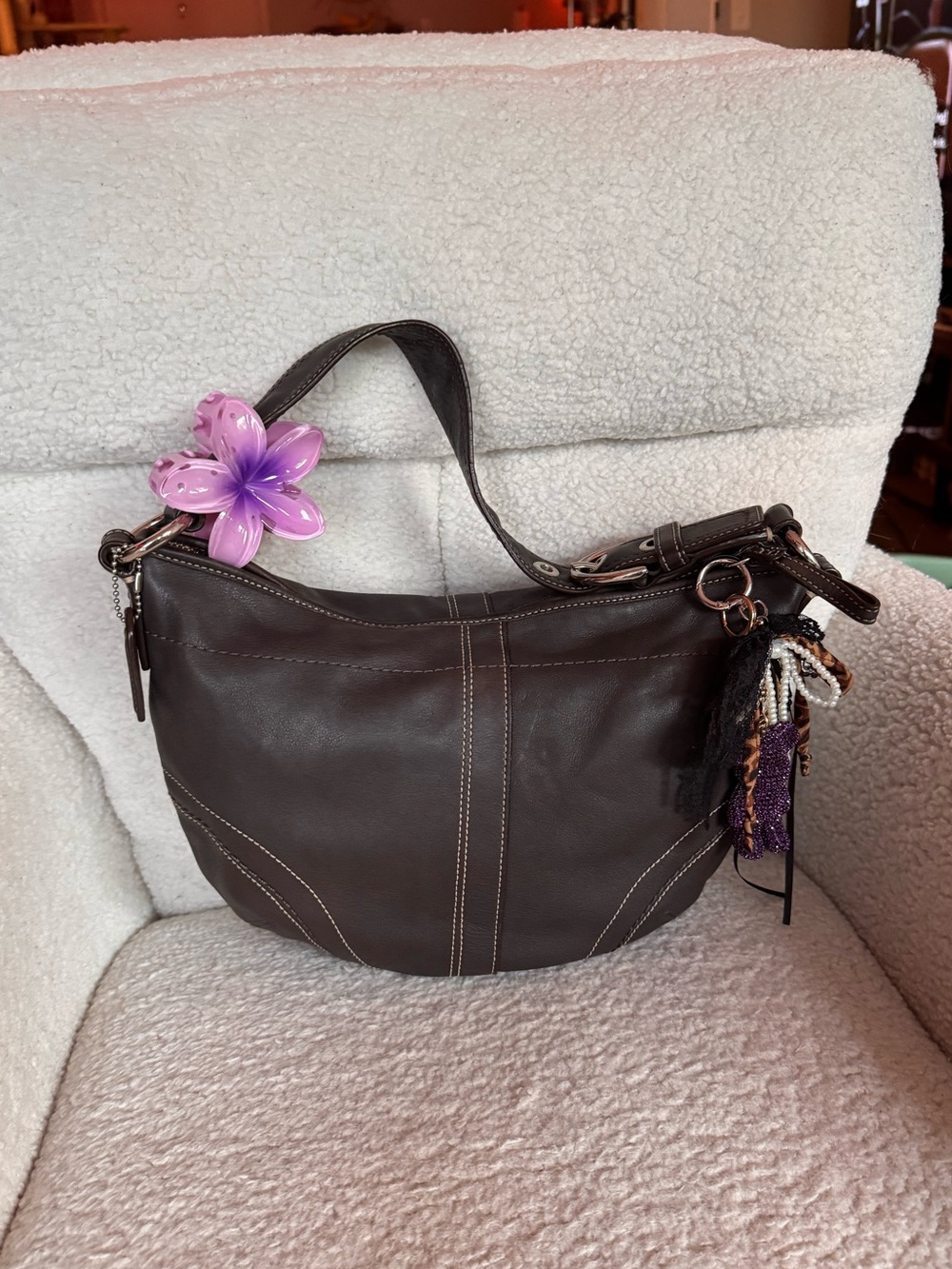 Coach Dark Brown Leather Hobo Shoulder Bag